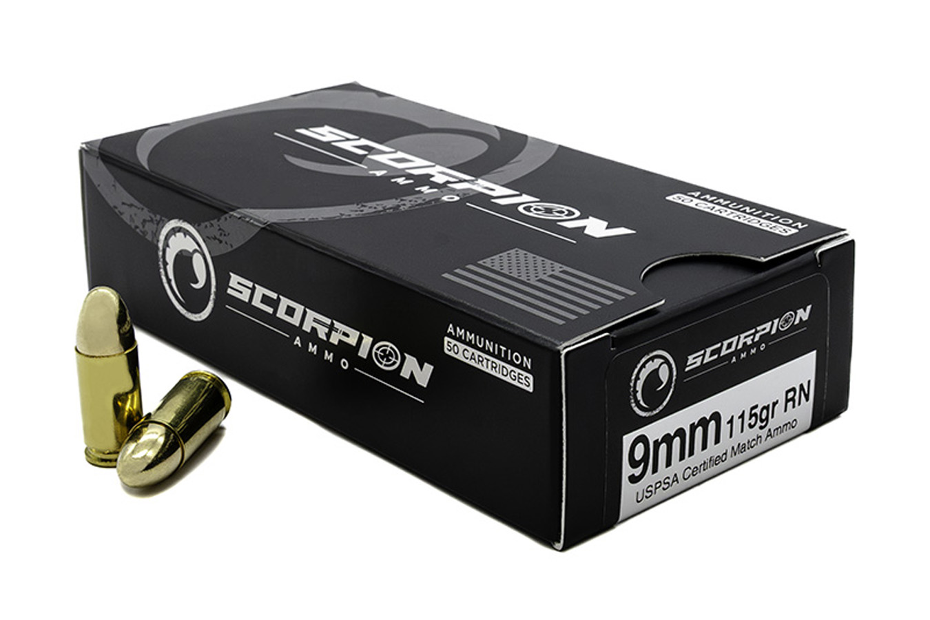 Scorpion 9mm 115 gr RN USPSA Certified Match-Grade 50/Box